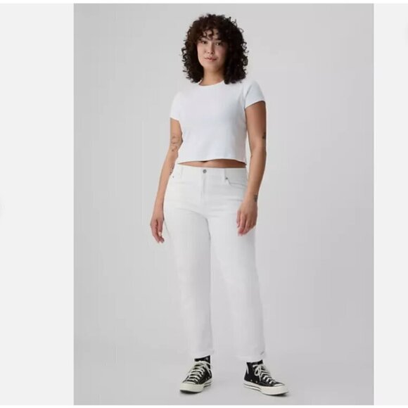GAP Mid Rise Girlfriend Classic Jeans Size 31/12 TALL Optic White RT$80 #725278 - Picture 5 of 8